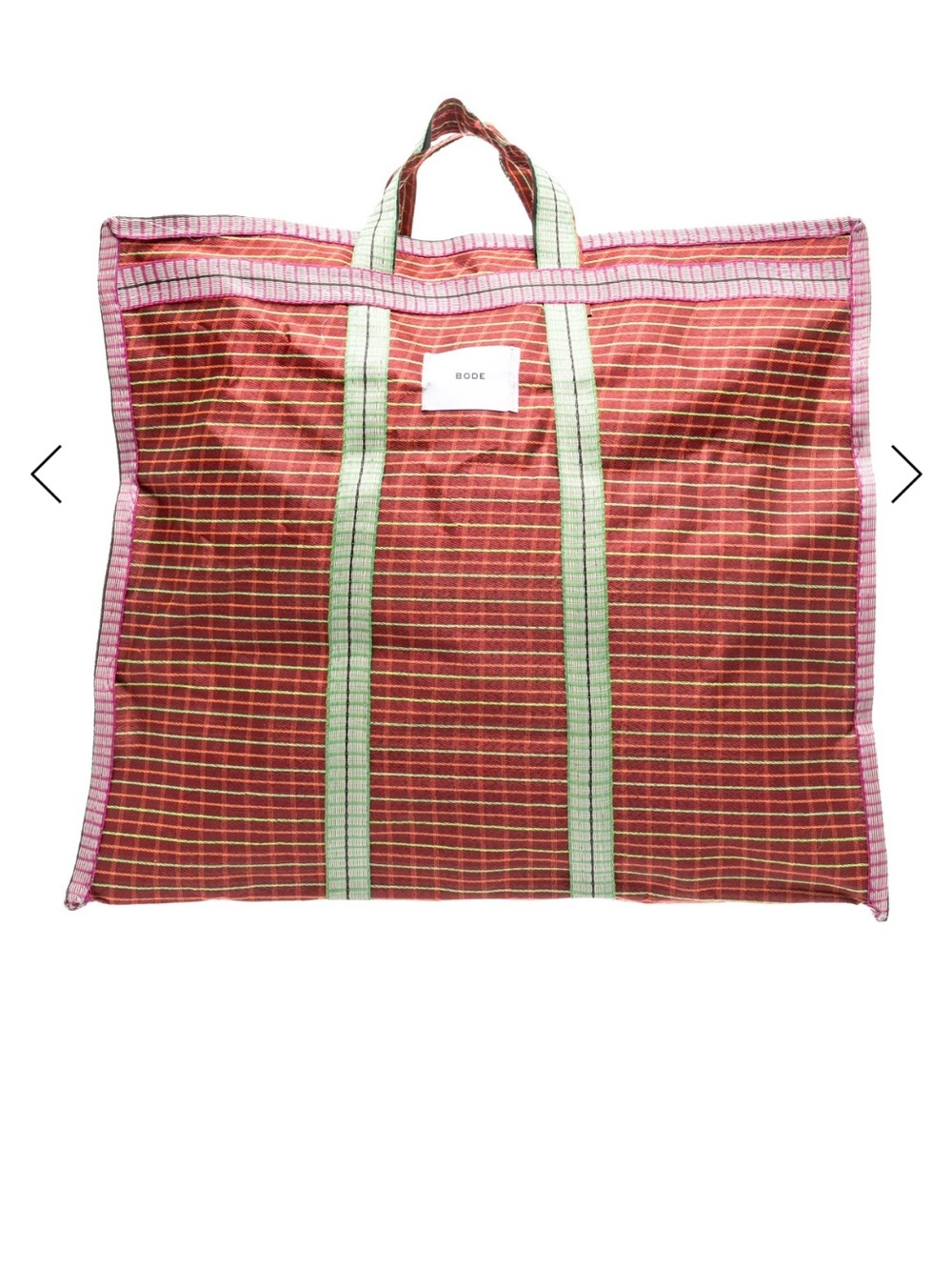 BODE Red Plaid Canvas Tote